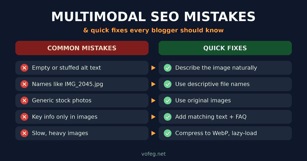 Common Multimodal SEO Mistakes Bloggers Make (and Quick Fixes)